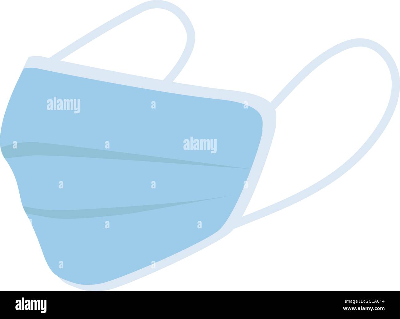 Maschera medica o chirurgica blu su sfondo bianco. Corona, inquinamento e protezione da virus. Illustrazione vettoriale Illustrazione Vettoriale