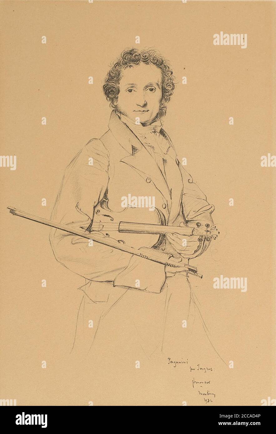 Ritratto di Niccolò Paganini (1782-1840). Museo: COLLEZIONE PRIVATA. Autore: Jean-Auguste-Dominique Ingres. Foto Stock