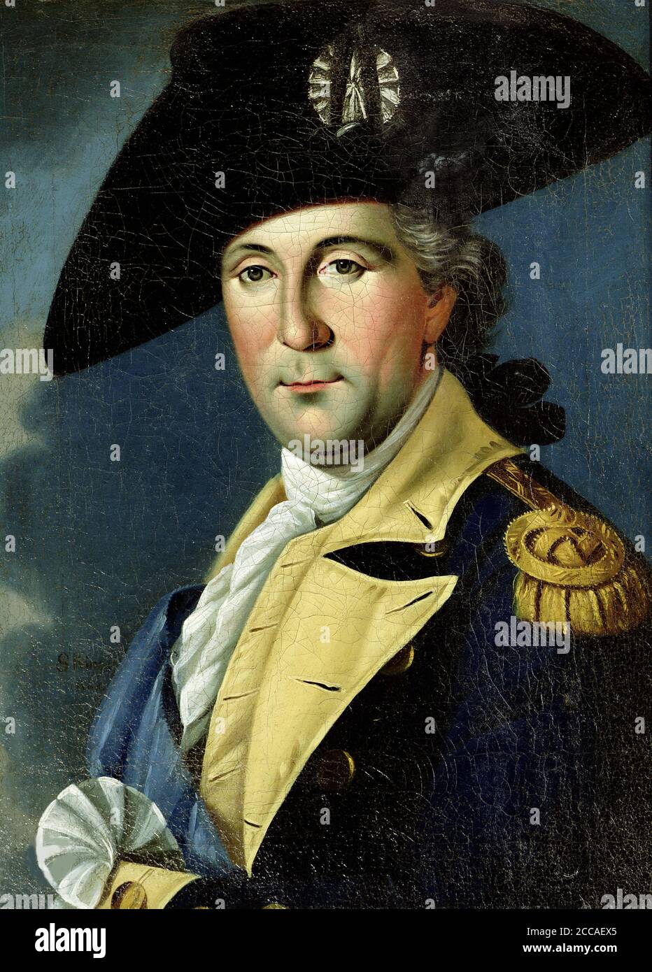 Ritratto di George Washington nell'uniforme di un generale americano. Museo: Château de Blérancourt. Autore: RE SAMUELE. Foto Stock