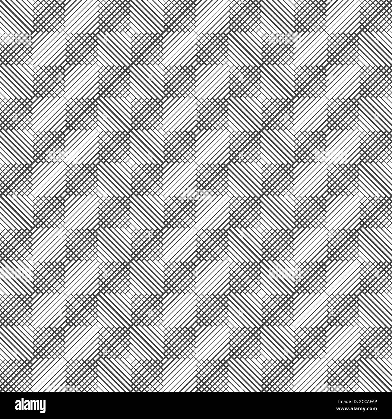 Modello senza giunture vettoriale. Struttura geometrica moderna a ripetizione infinita composta da linee sottili intersecanti spessore diverso che formano il controllo Illustrazione Vettoriale