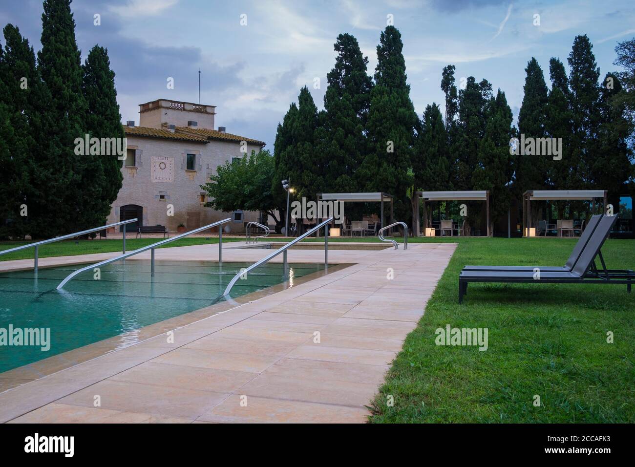 Molí del Mig Hotel, situato in un mulino restaurato 15 ° secolo Costa Brava. Catalogna. Spagna. Foto Stock