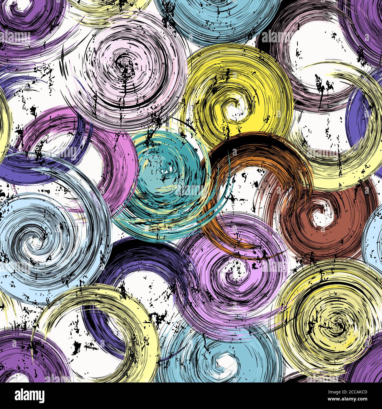 motivo di sfondo senza cuciture, con cerchi, tratti e schizzi, grugnoso Illustrazione Vettoriale