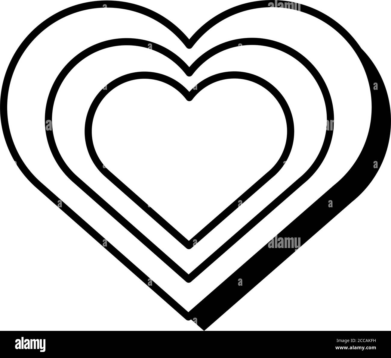 disegno di illustrazione vettoriale di stile di linea del pop di amore del cuore Illustrazione Vettoriale