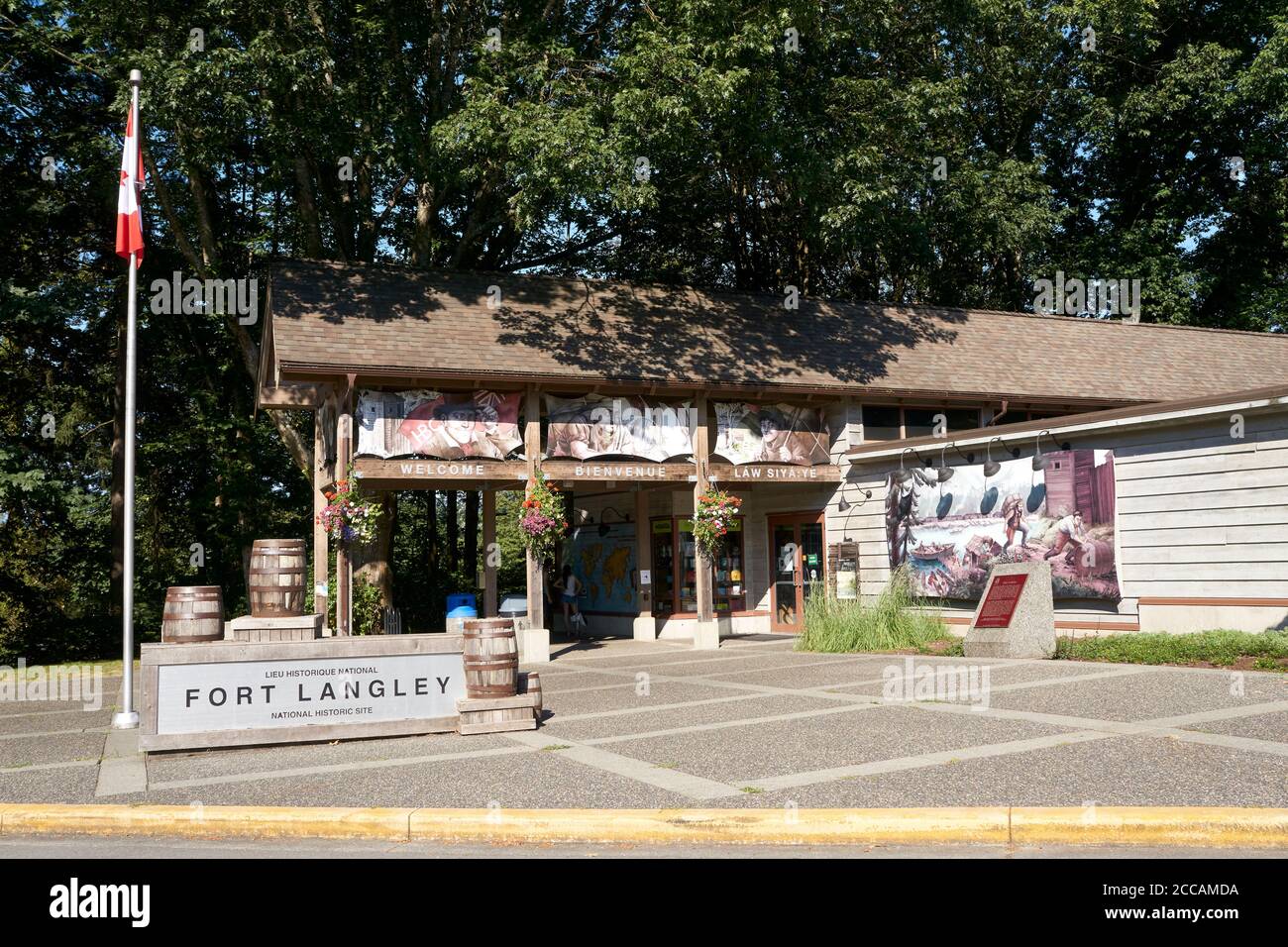 Il Centro visitatori presso il sito storico nazionale di Fort Langley, British Columbia, Canad Foto Stock