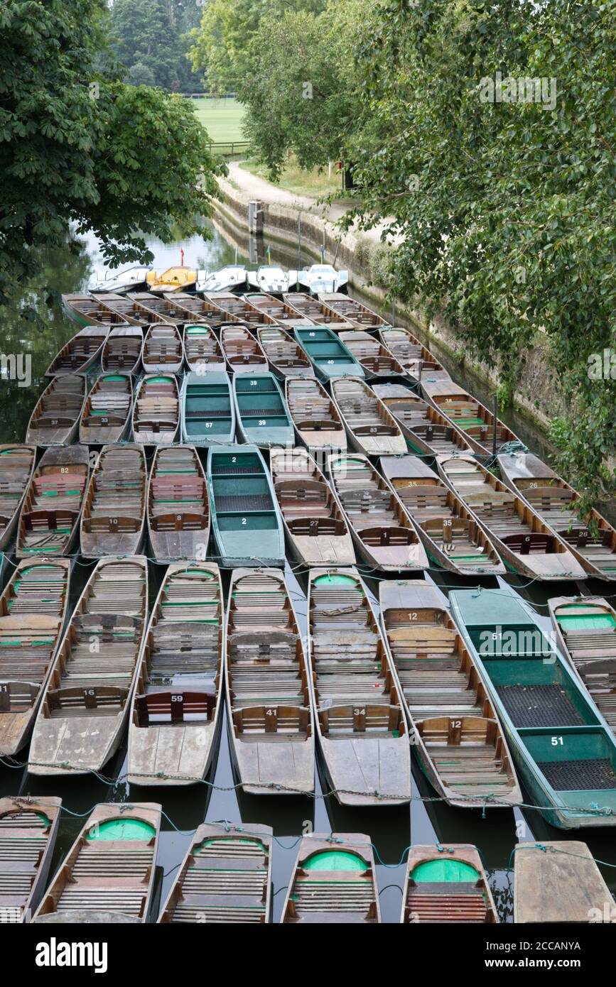 Punt ormeggiati sul fiume a Oxford Foto Stock