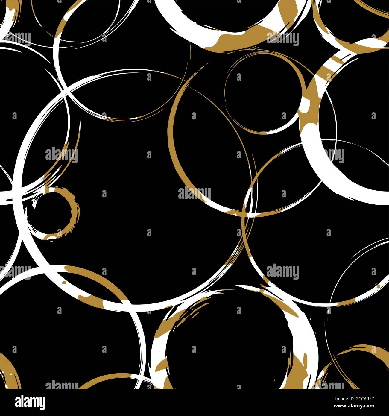 motivo di sfondo senza cuciture, con cerchi, tratti e schizzi, in bianco e nero Illustrazione Vettoriale