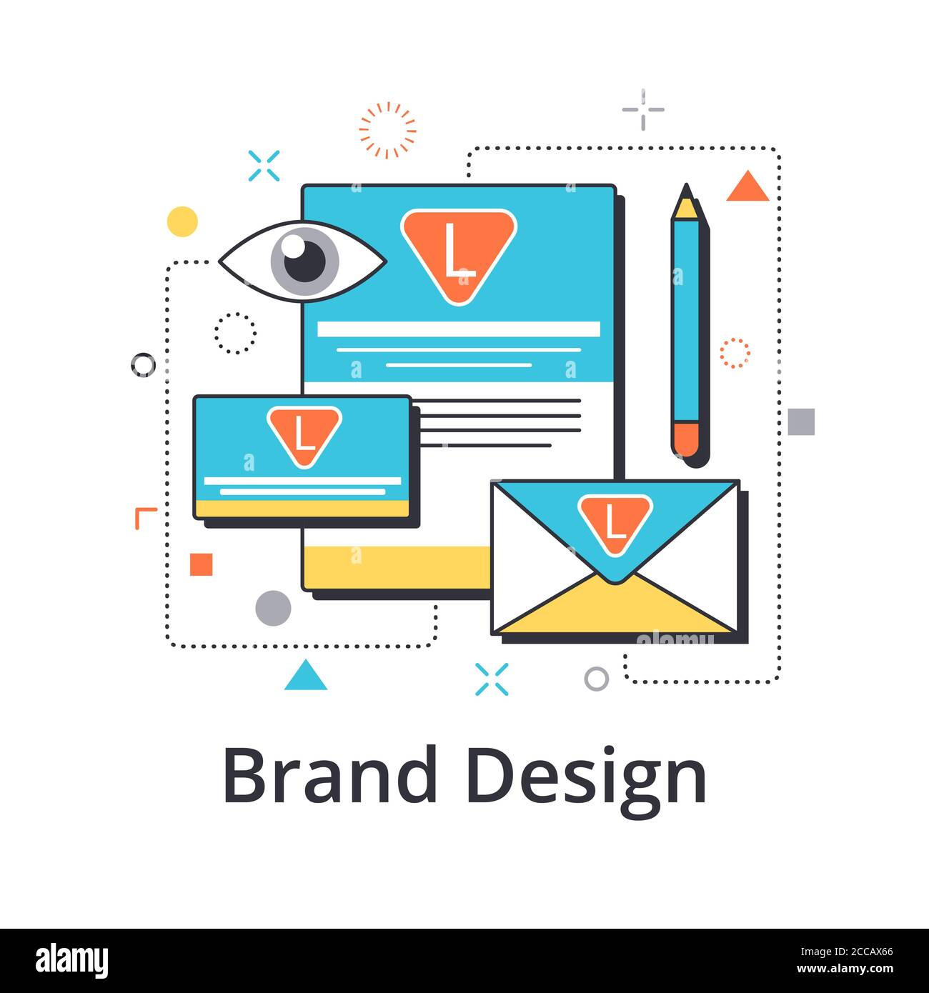 Concetto di design del marchio in linea piatta. Icona nello stile di tendenza. Illustrazione vettoriale moderna Illustrazione Vettoriale