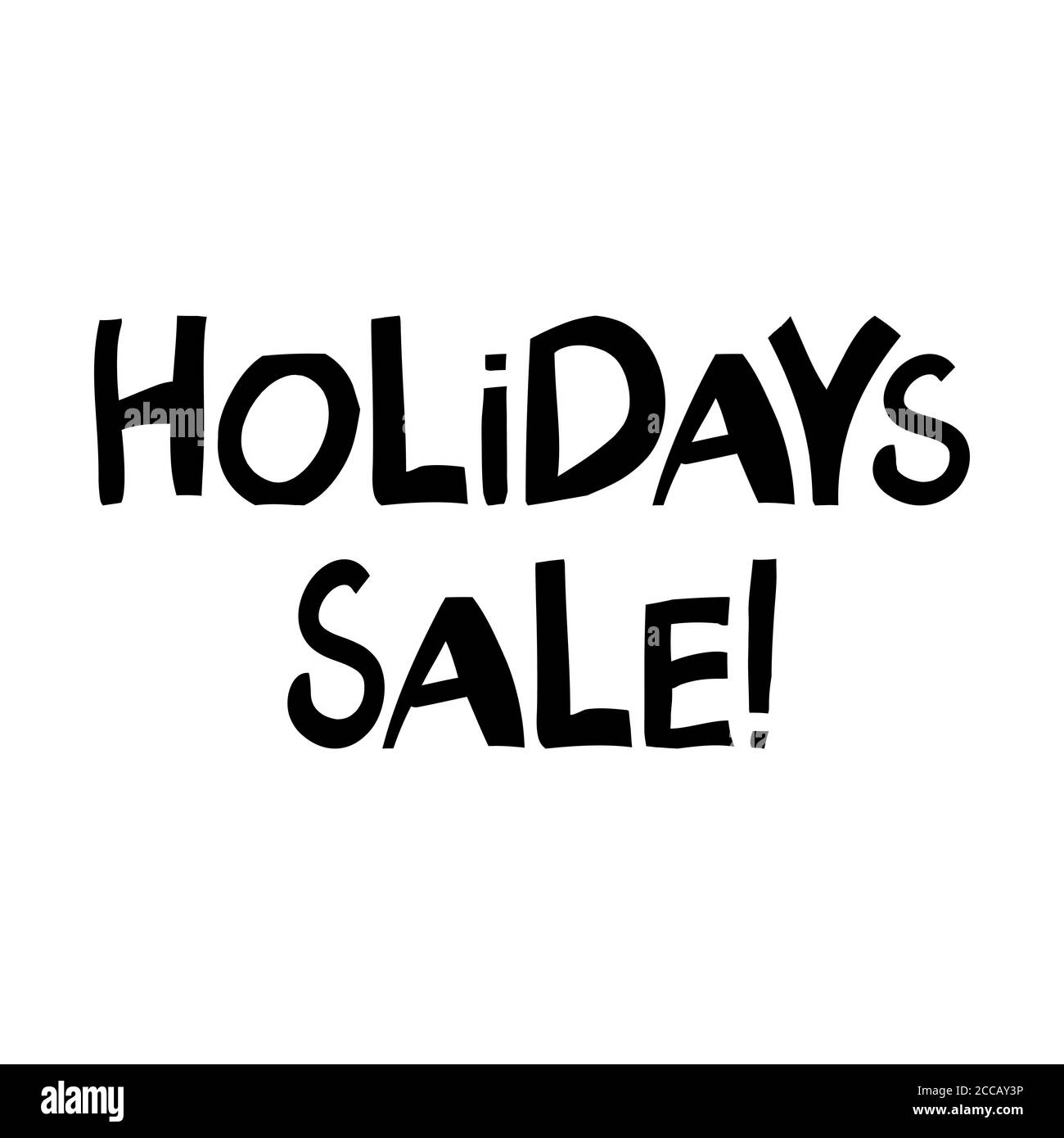 Vendita vacanze. Graziose scritte disegnate a mano in moderno stile scandinavo. Isolato su sfondo bianco. Illustrazione di stock vettoriale. Illustrazione Vettoriale