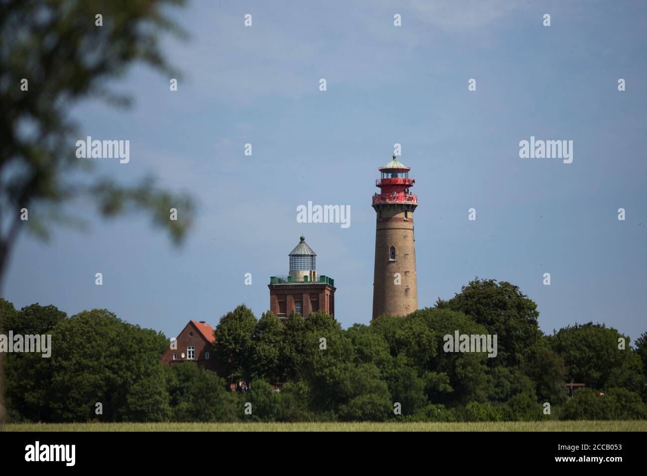 Il faro di Cape Arkona a Putgarten, sull'isola di Rügen, in Germania, nel Mar Baltico. Foto Stock