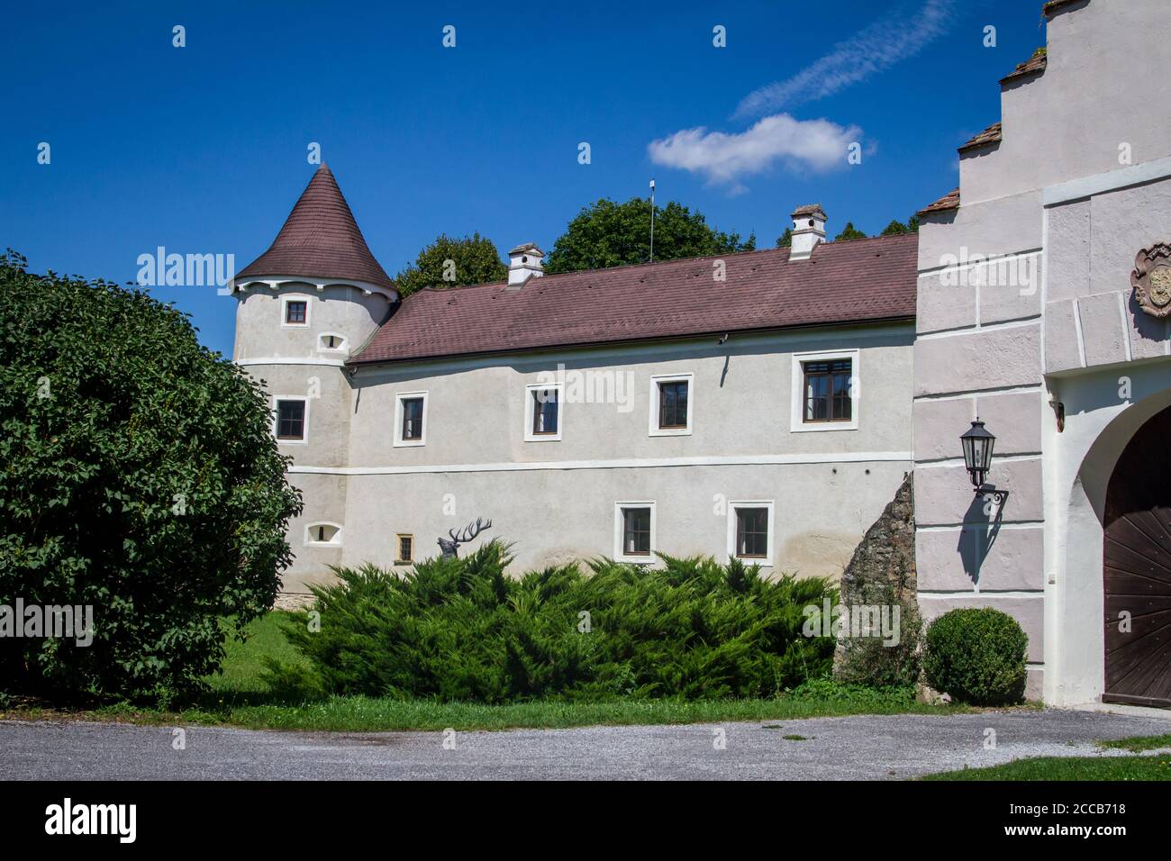 Castello Waldreichs, Kamptal-Seenweg 620, escursioni nei pressi del lago artificiale di Dobra, Waldviertel, Austria Foto Stock