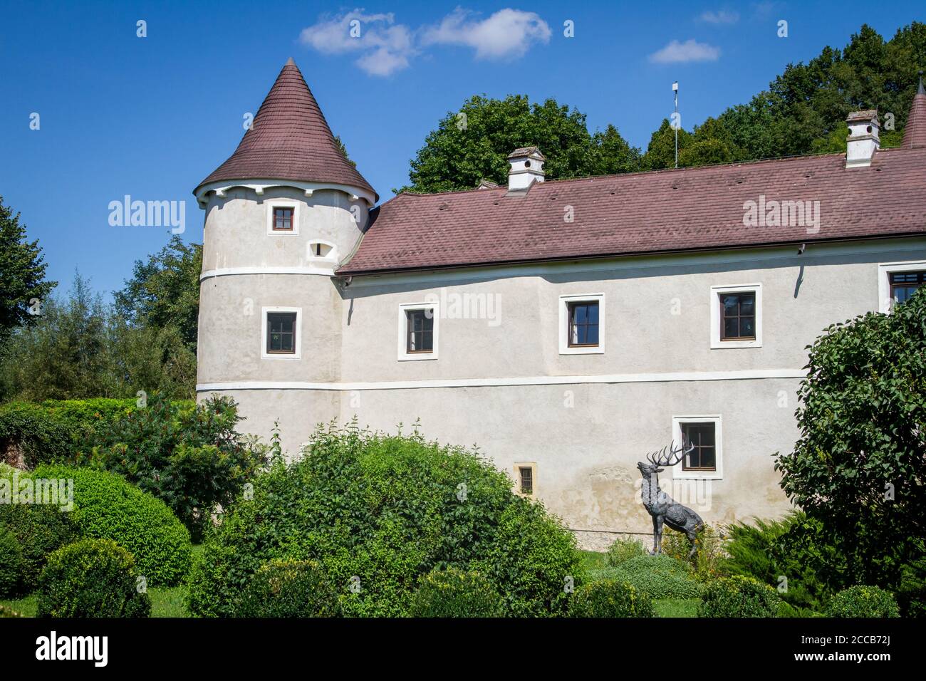 Castello Waldreichs, Kamptal-Seenweg 620, escursioni nei pressi del lago artificiale di Dobra, Waldviertel, Austria Foto Stock
