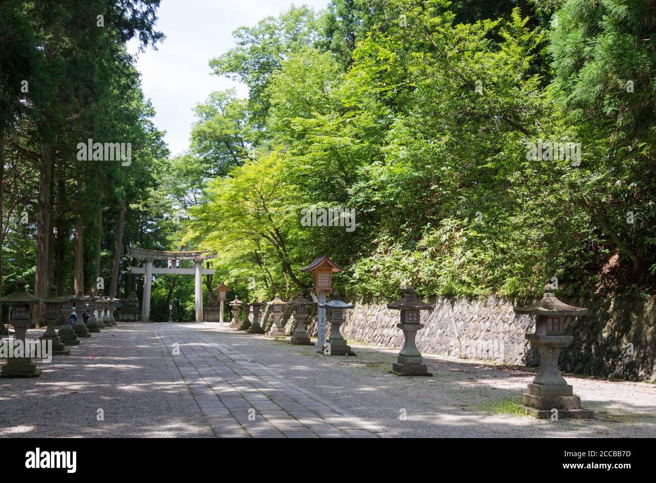 Gifu, Giappone - Approach to Hie Shrine. Un famoso sito storico a Takayama, Gifu, Giappone. Foto Stock