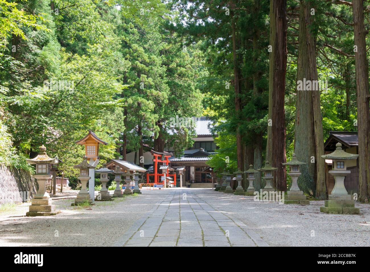 Gifu, Giappone - Approach to Hie Shrine. Un famoso sito storico a Takayama, Gifu, Giappone. Foto Stock