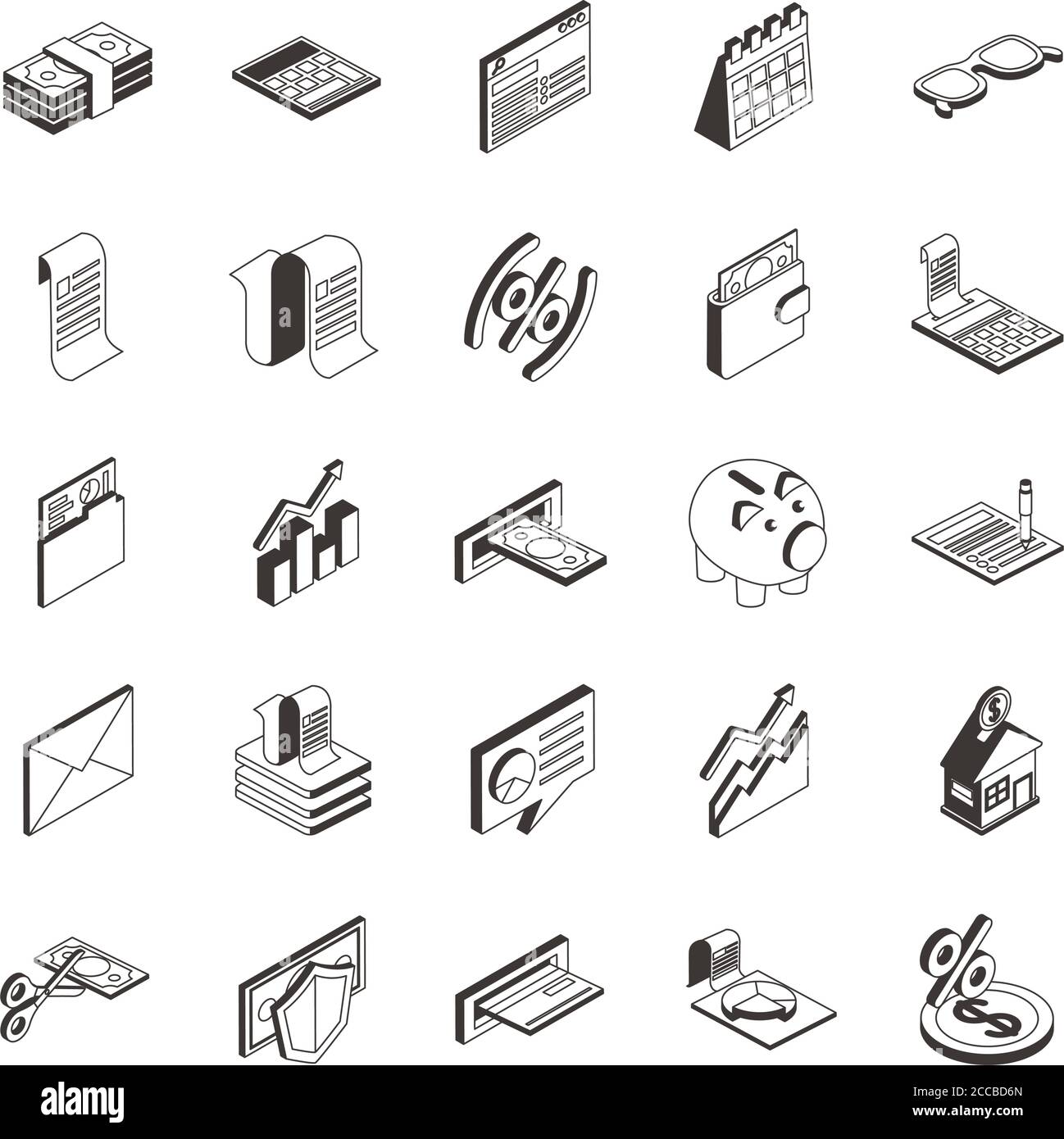 pacchetto di venticinque tasse set icone disegno vettoriale illustrazione Illustrazione Vettoriale
