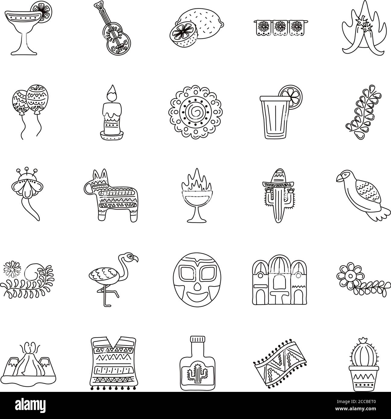 pacchetto di venticinque icone messicane di etnia set illustrazione vettoriale design Illustrazione Vettoriale