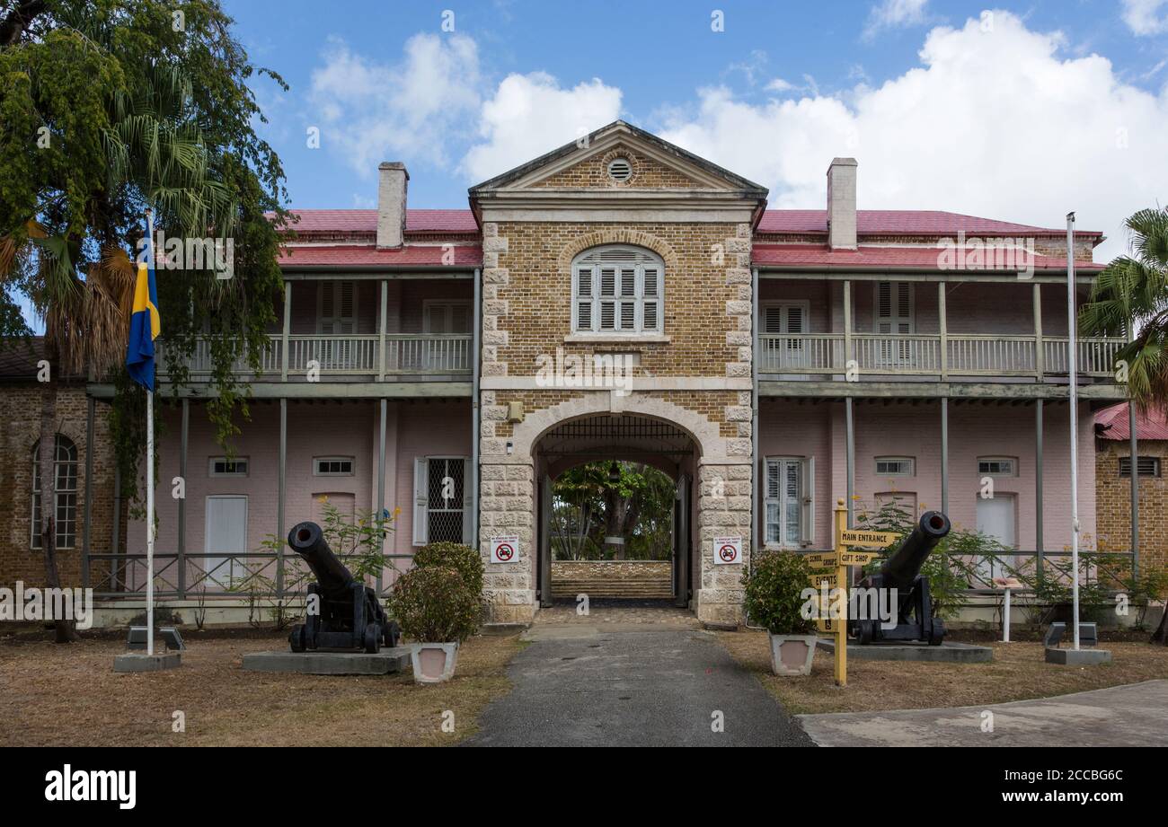 Barbados Museum and Historical Society presso l'ex prigione militare britannica di St. Ann's Garrison a Bridgetown, Barbados. Sito patrimonio dell'umanità dell'UNESCO Foto Stock