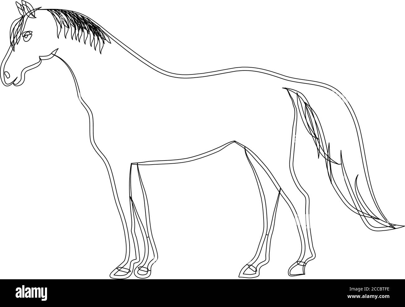 Un cavallo si trova nel prato Illustrazione Vettoriale