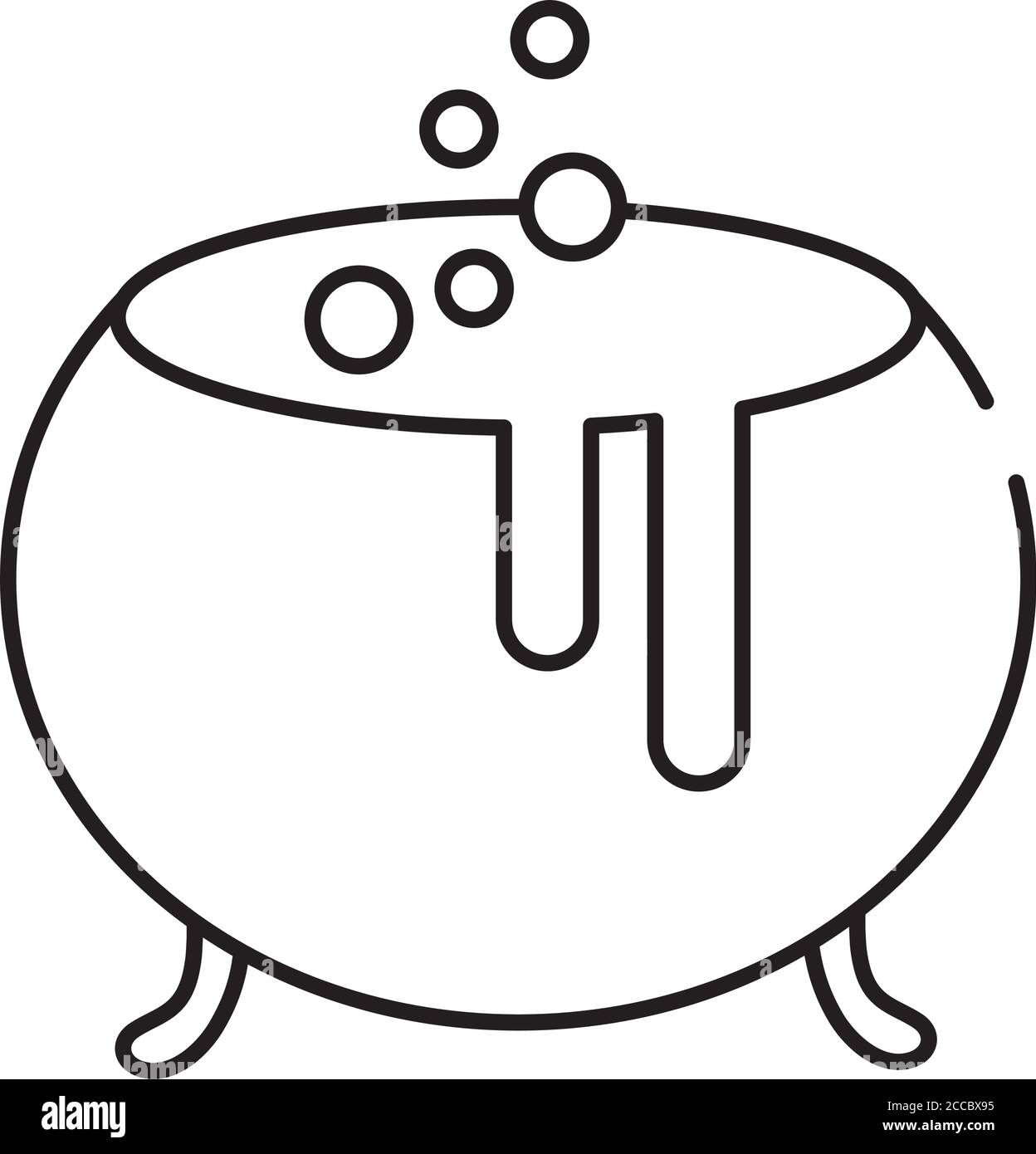 witch cauldron pentola linea stile icona disegno vettoriale illustrazione Illustrazione Vettoriale