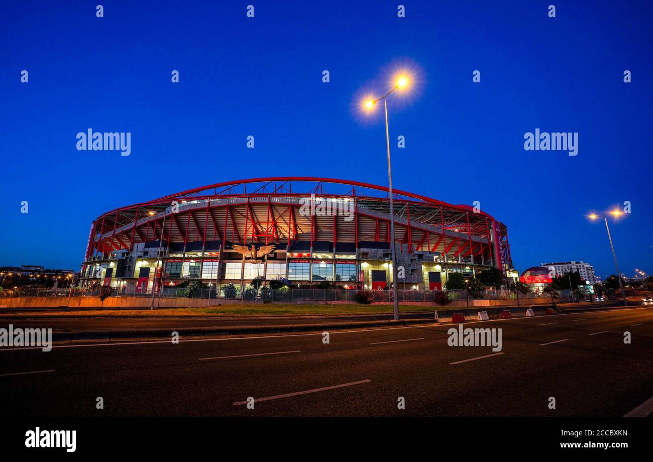 Lisbona, Germania. Firo: Torneo finale Champions League 2020, Lisbona, 18 agosto 2020, football, UEFA Champions League, semifinali, RB Leipzig - PSG, Paris Saint Germain, stadio LUZ, vista esterna, Estadio da Luz | usage worldwide Credit: dpa/Alamy Live News 2019 Foto Stock