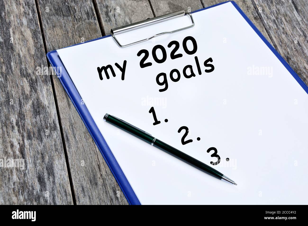 I miei 2020 obiettivi parole su white paper primo piano Foto Stock