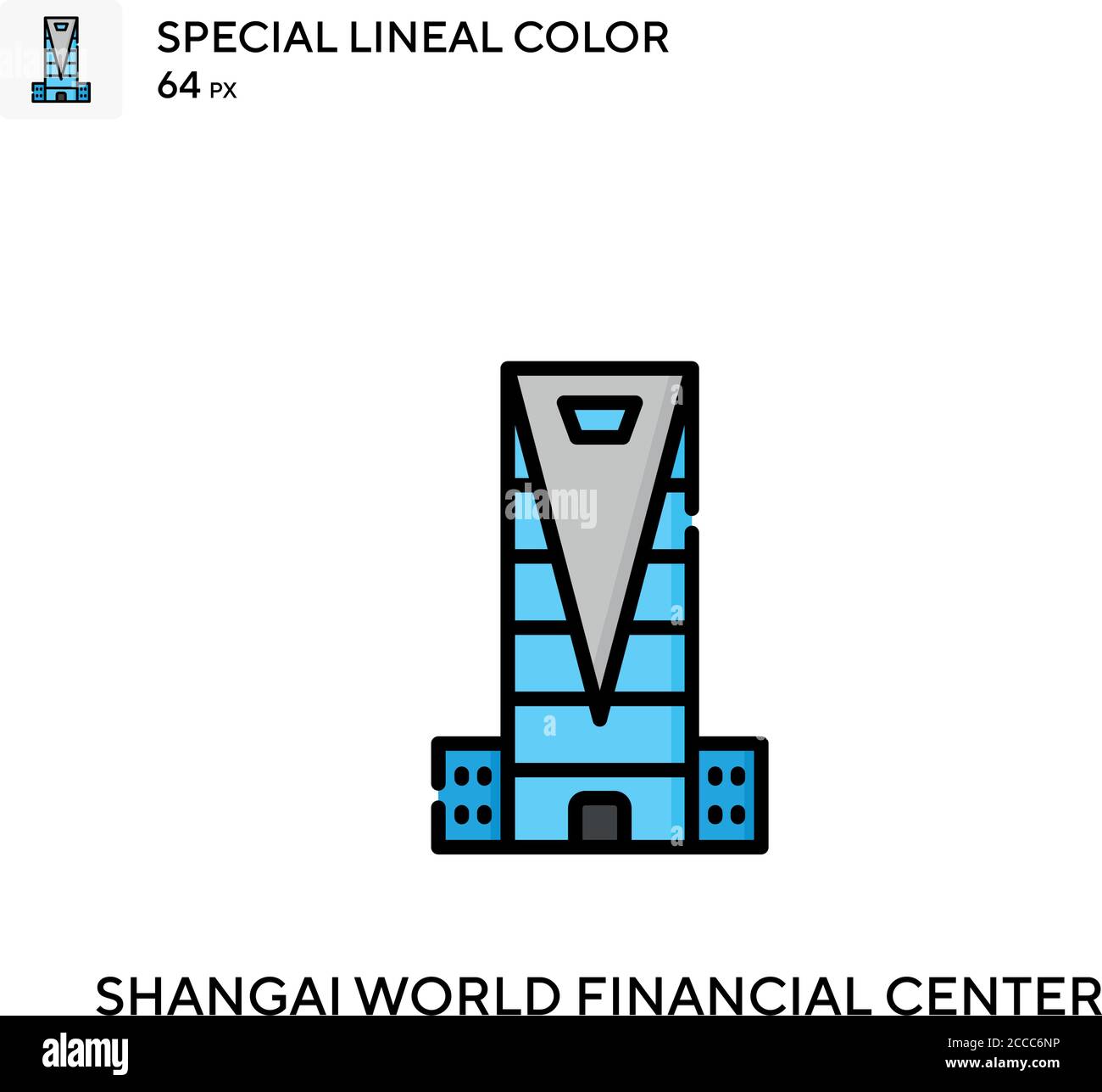 Shangrai World Financial Center icona colore lineare speciale. Modello di disegno simbolo illustrazione per elemento dell'interfaccia utente Web mobile. Pittogramma moderno dai colori perfetti Illustrazione Vettoriale