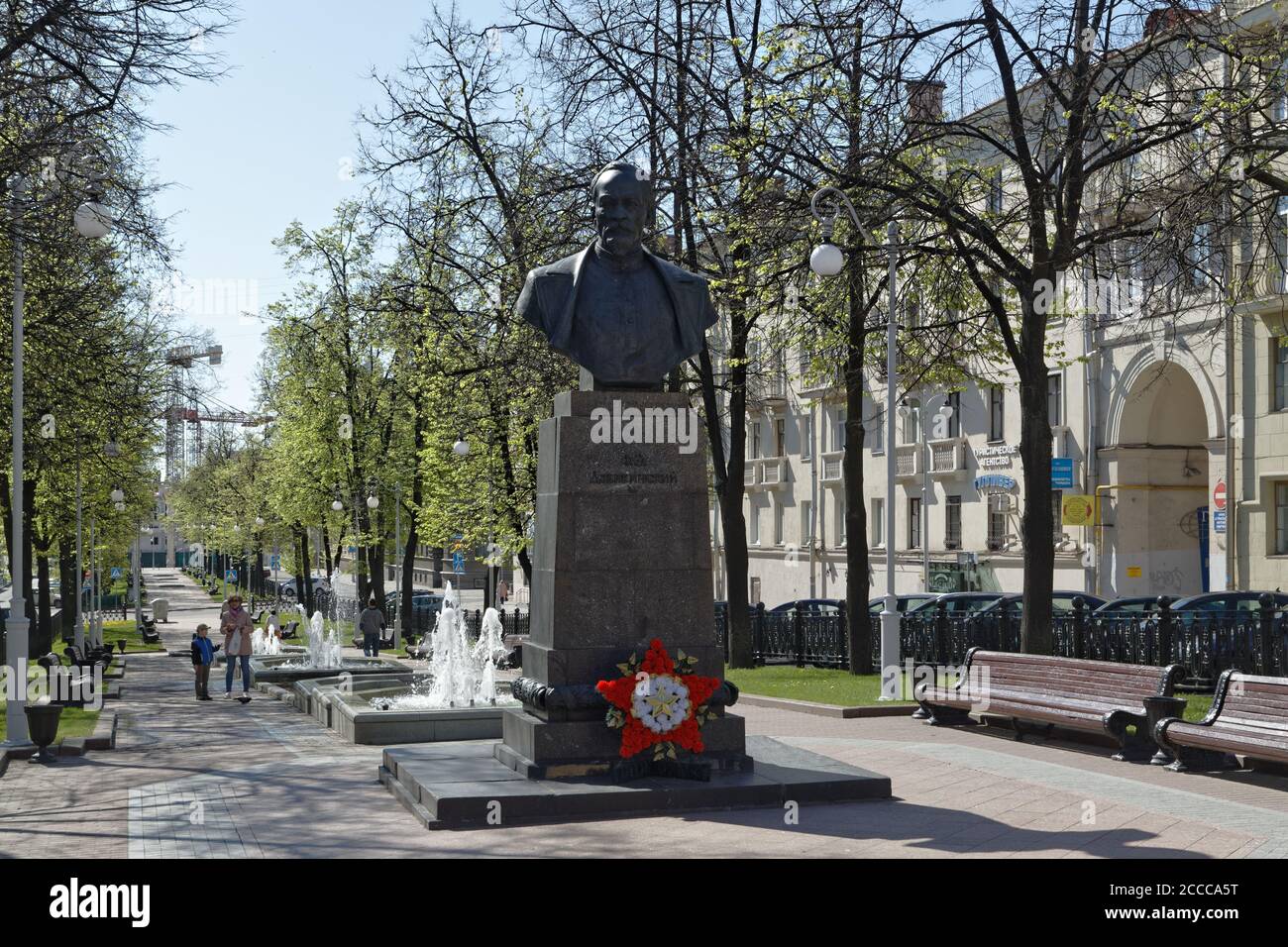 Monumento a Felix Dzerzhinsky, il fondatore del servizio segreto sovietico, a Minsk, Bielorussia Foto Stock