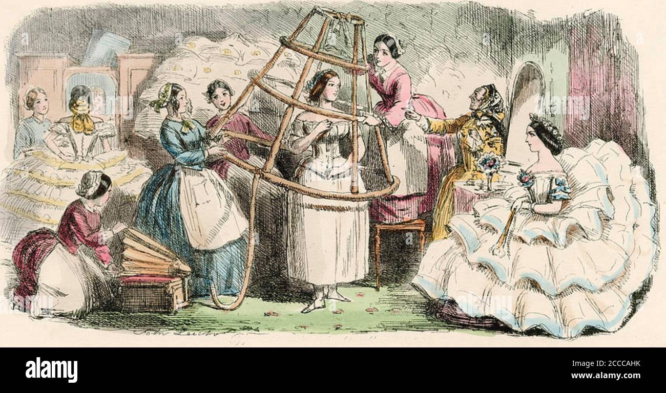 GONNA A CERCHIO vestita per una palla nel 1857 Foto Stock