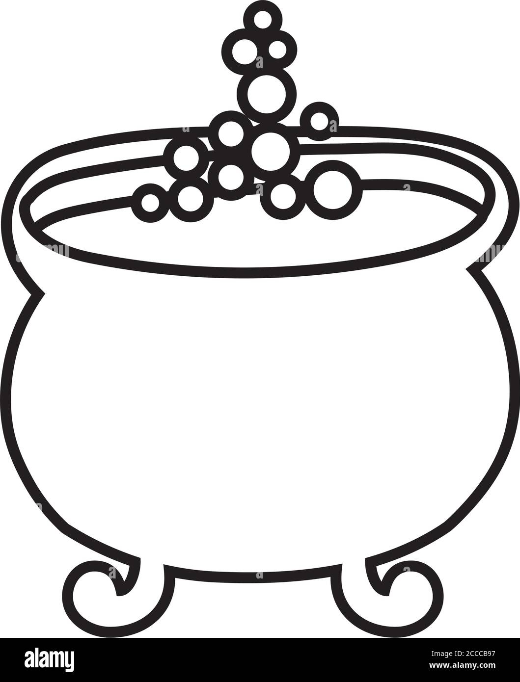 witch cauldron pentola linea stile icona disegno vettoriale illustrazione Illustrazione Vettoriale