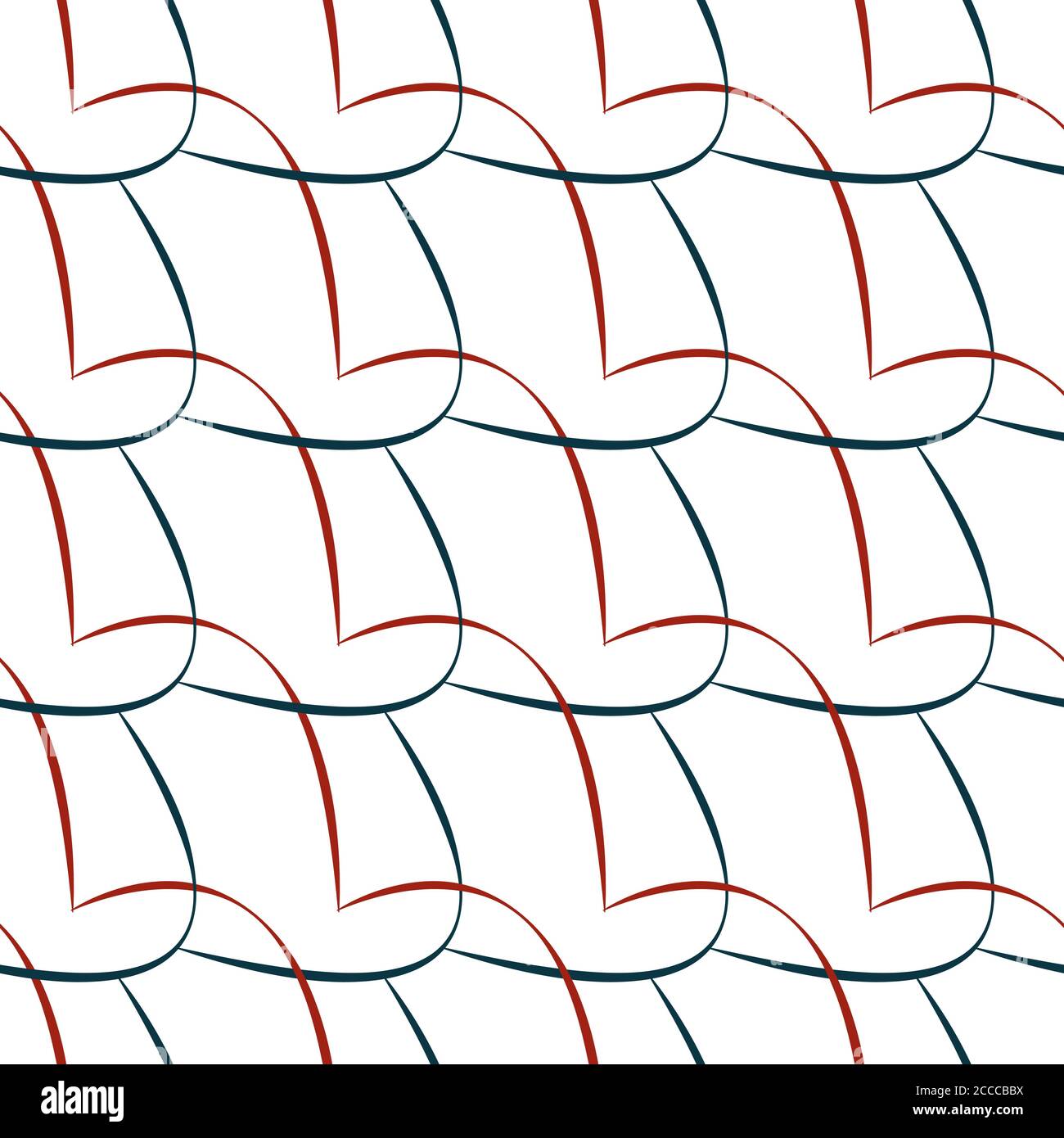 Motivo senza cuciture con linee curve rosse e verdi. Illustrazione Vettoriale