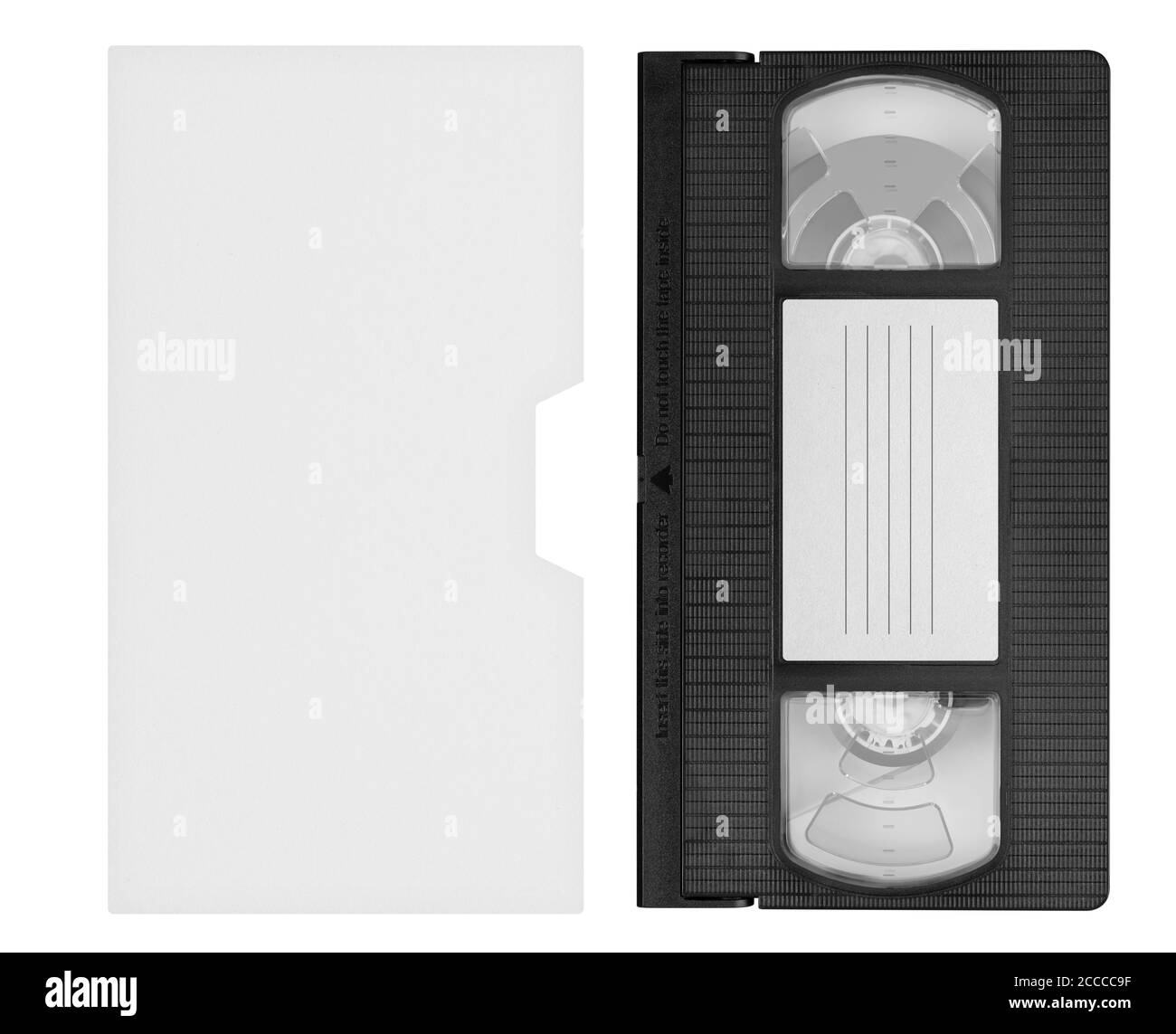 Mock-up di videocassette VHS. Cassetta per filmati analogici con spazio per la copia. Tracciato di ritaglio Foto Stock