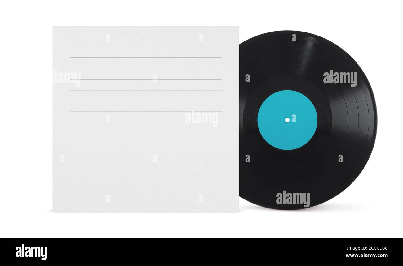 disco in vinile lp con etichetta vuota isolata su sfondo bianco. Tracciato di ritaglio Foto Stock
