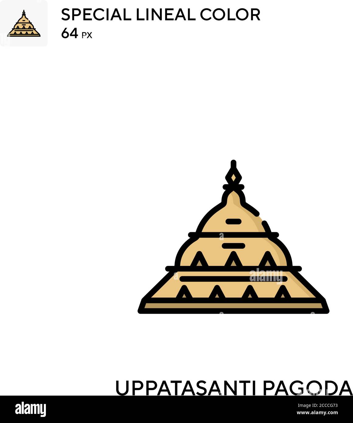 Uppatasanti pagoda icona speciale di colore lineare. Modello di disegno simbolo illustrazione per elemento dell'interfaccia utente Web mobile. Pittogramma moderno di colore perfetto su editabl Illustrazione Vettoriale