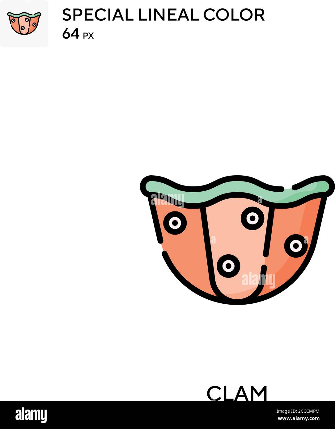 Clam icona colore lineare speciale. Modello di disegno simbolo illustrazione per elemento dell'interfaccia utente Web mobile. Pittogramma moderno a colori perfetto su tratti modificabili. Illustrazione Vettoriale