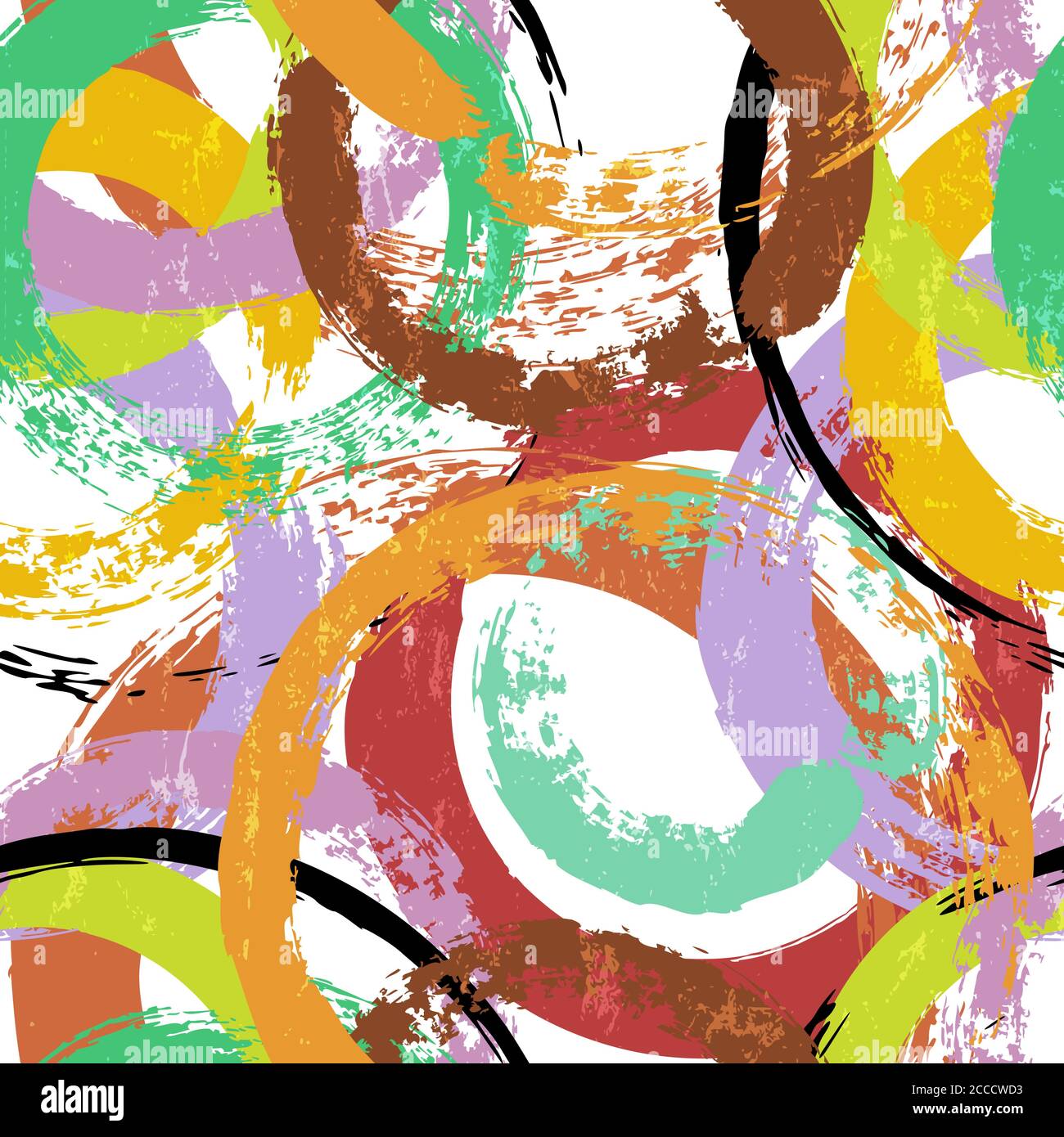 motivo di sfondo senza cuciture, con cerchi, tratti e schizzi Illustrazione Vettoriale