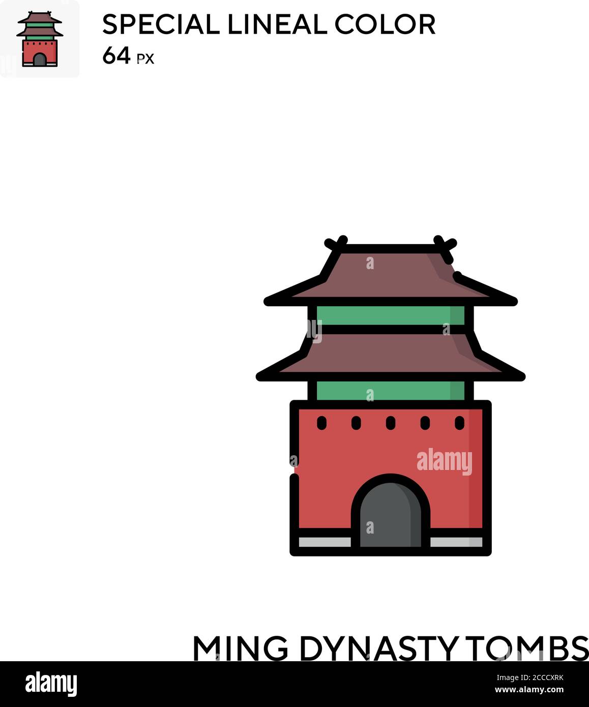 Tombe della dinastia Ming icona di colore speciale. Modello di disegno simbolo illustrazione per elemento dell'interfaccia utente Web mobile. Pittogramma moderno di colore perfetto su editabl Illustrazione Vettoriale