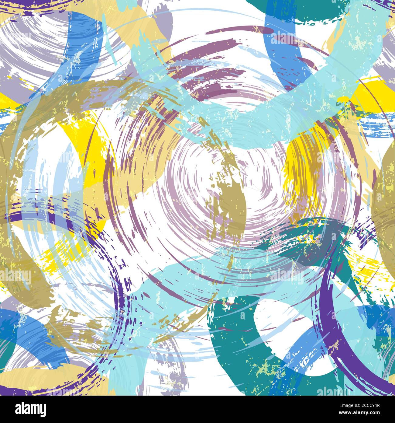 motivo di sfondo senza cuciture, con cerchi, tratti di vernice e schizzi Illustrazione Vettoriale