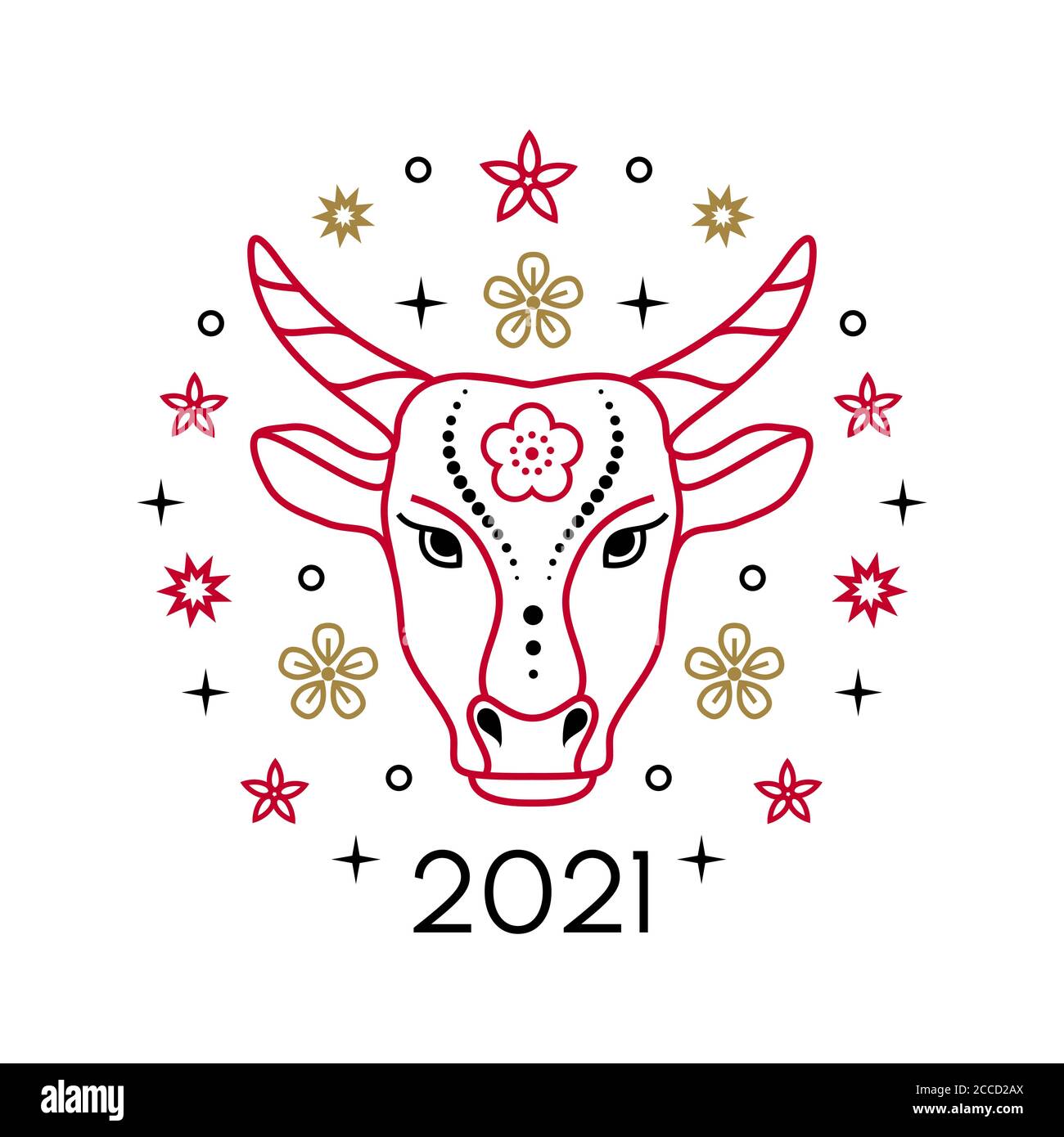 Lunare nuovo anno 2021. Illustrazione Vettoriale