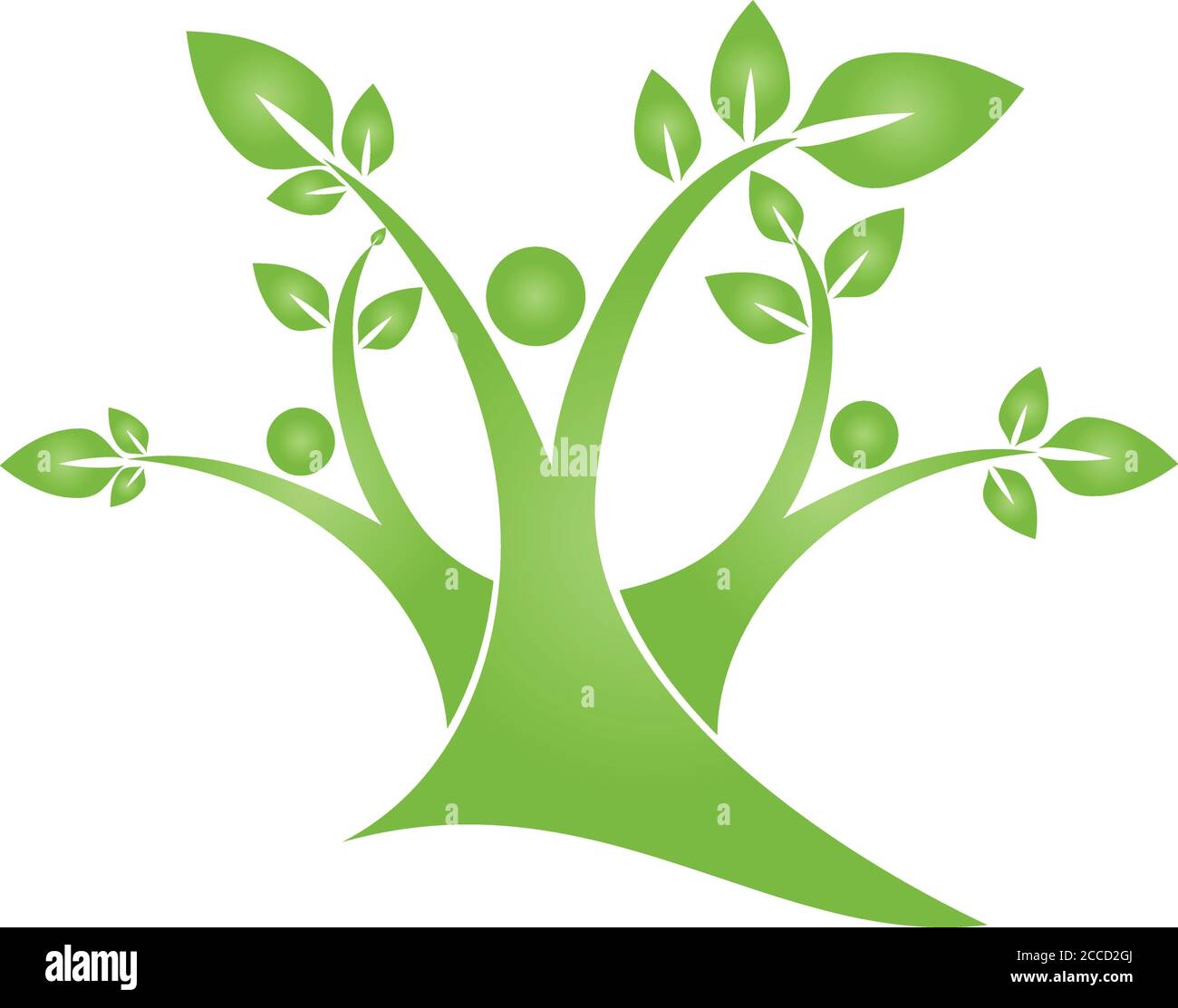 Foglie, albero, persone, mani, naturopata, logo Illustrazione Vettoriale