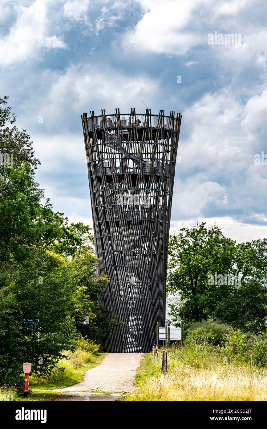 La Jübergturm, nel Sauerlandpark di Hemer, torre di osservazione in legno, Sauerland, , riserva naturale, NRW, Germania, Foto Stock