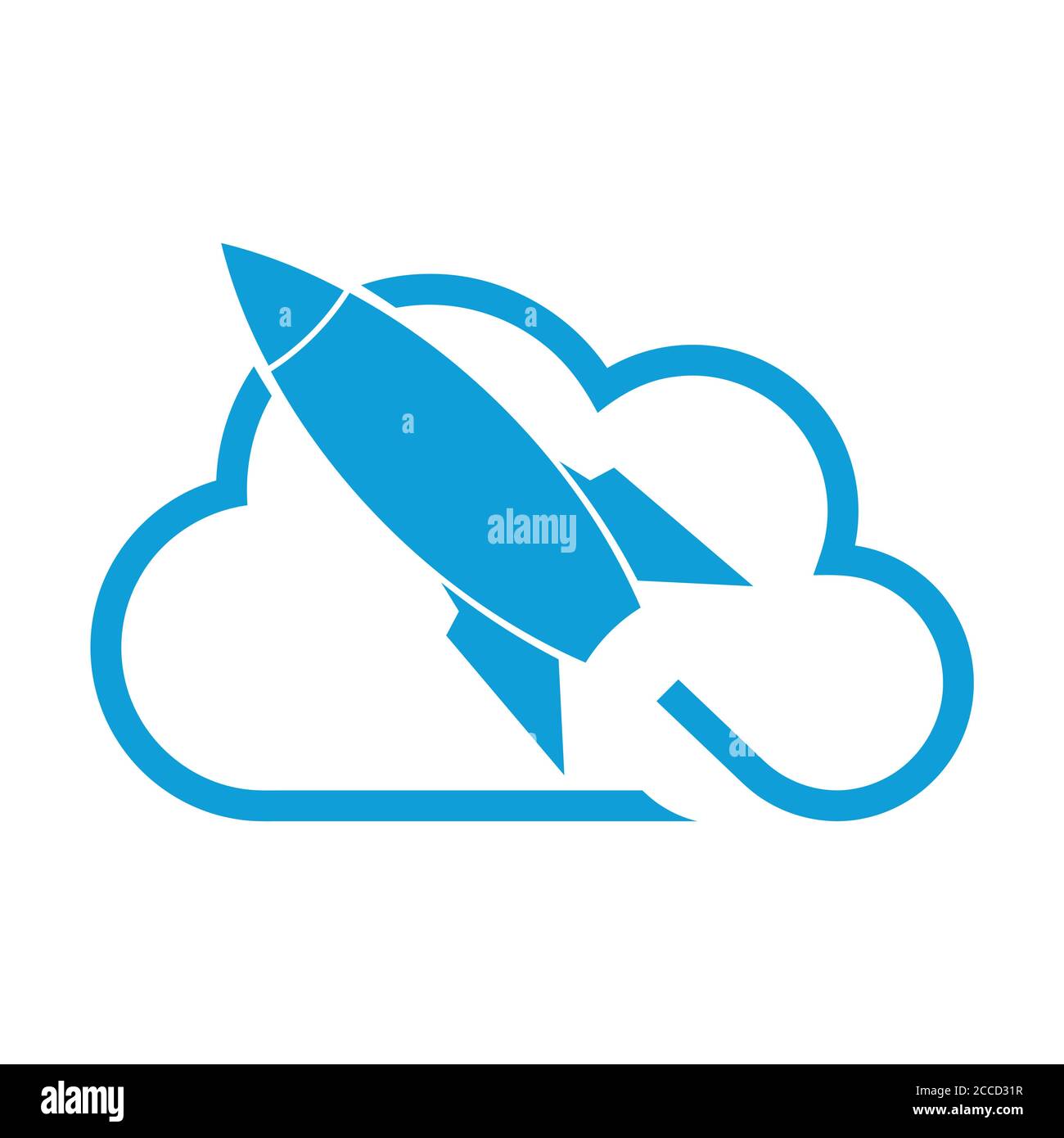 Razzo e cloud, start up, business, logo Illustrazione Vettoriale