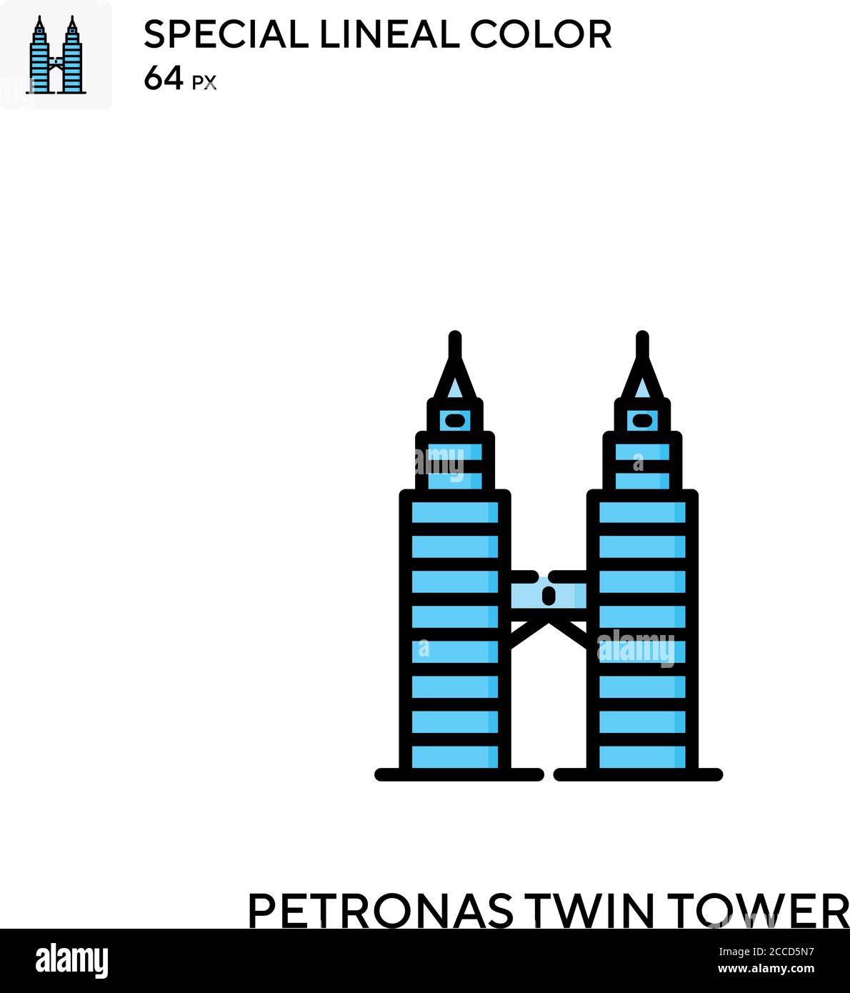 Torre gemella Petronas icona a colori speciali. Modello di disegno simbolo illustrazione per elemento dell'interfaccia utente Web mobile. Pittogramma moderno di colore perfetto su editab Illustrazione Vettoriale