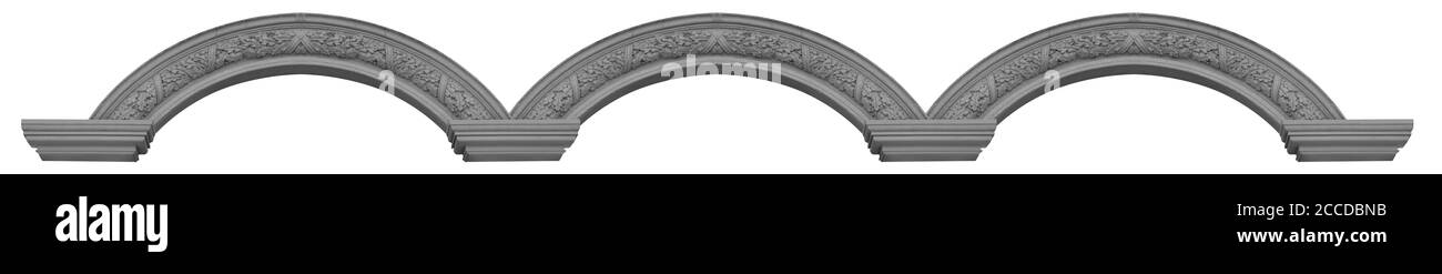 Elementi di decorazione architettonica di edifici, stucco in gesso, struttura delle pareti, intonaco e motivi. Per le strade di Minsk, luoghi pubblici. Foto Stock