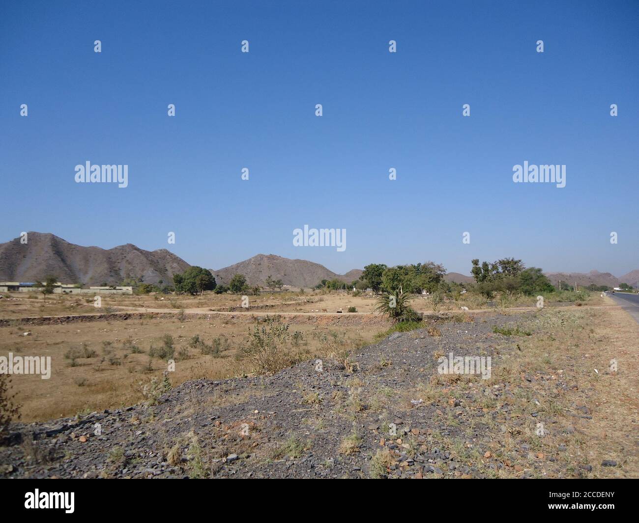 paesaggio del deserto del thar sulla strada per kumbhalgarh Foto Stock