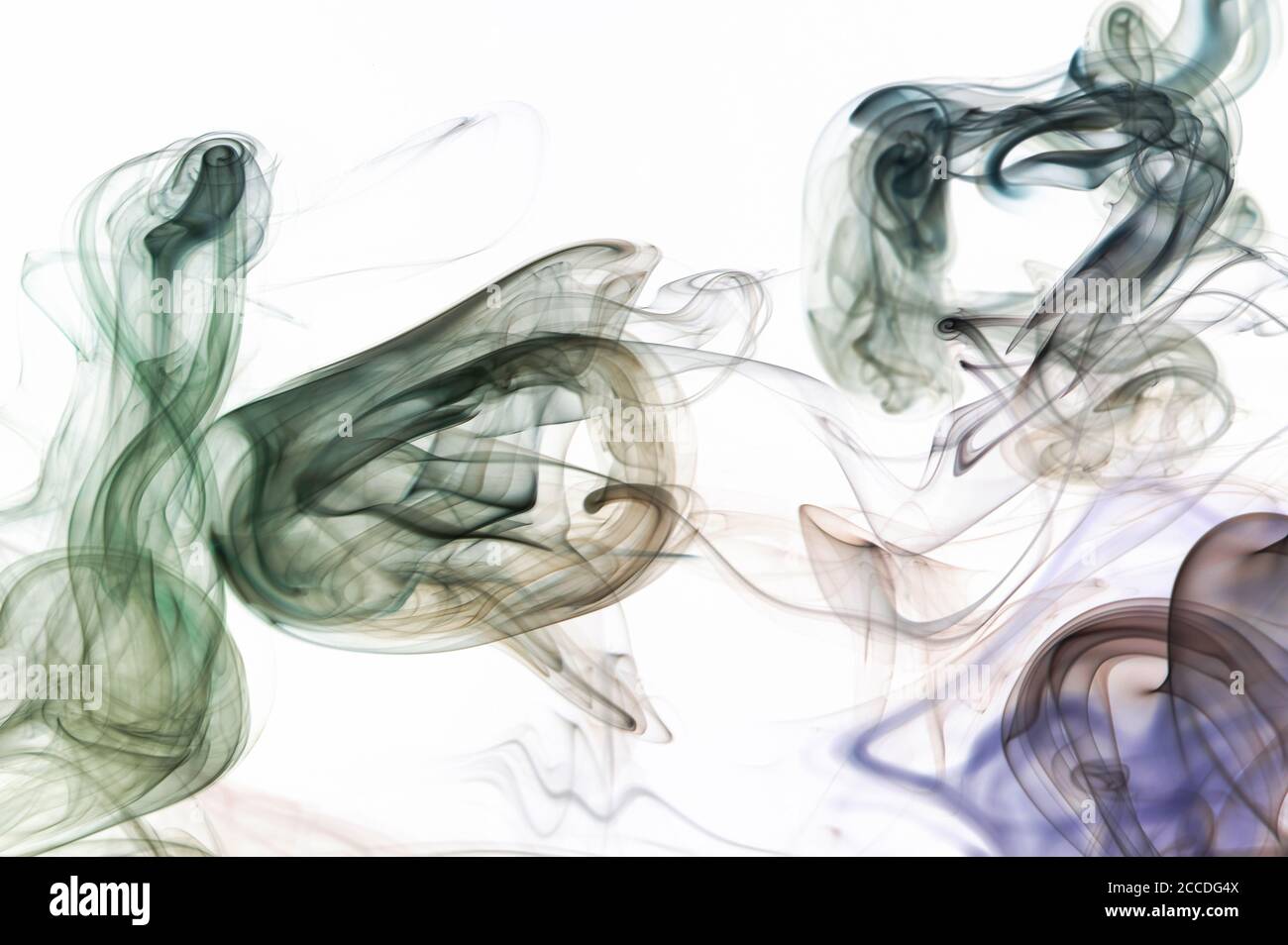 Diversi vortici colorati su sfondo bianco isolato Foto Stock