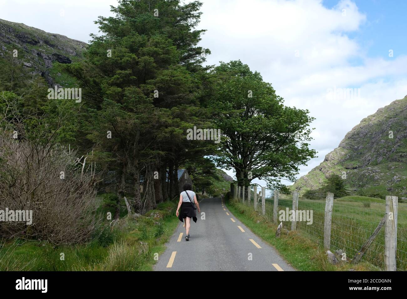 Camminando il Gap di Dunloe come parte del nostro Kerry Escursione di modo nel 2019 Foto Stock