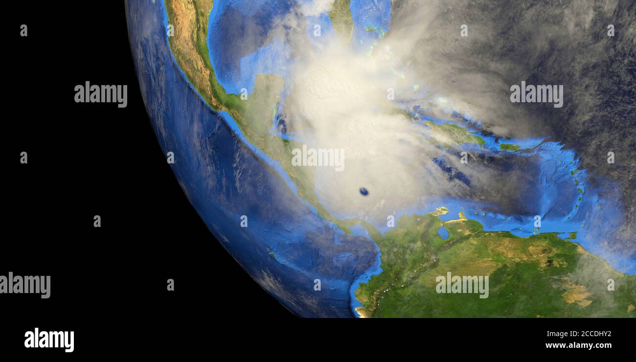 Uragano mostrato dallo spazio. Elementi di questa immagine 3d fornita dalla NASA. Foto Stock