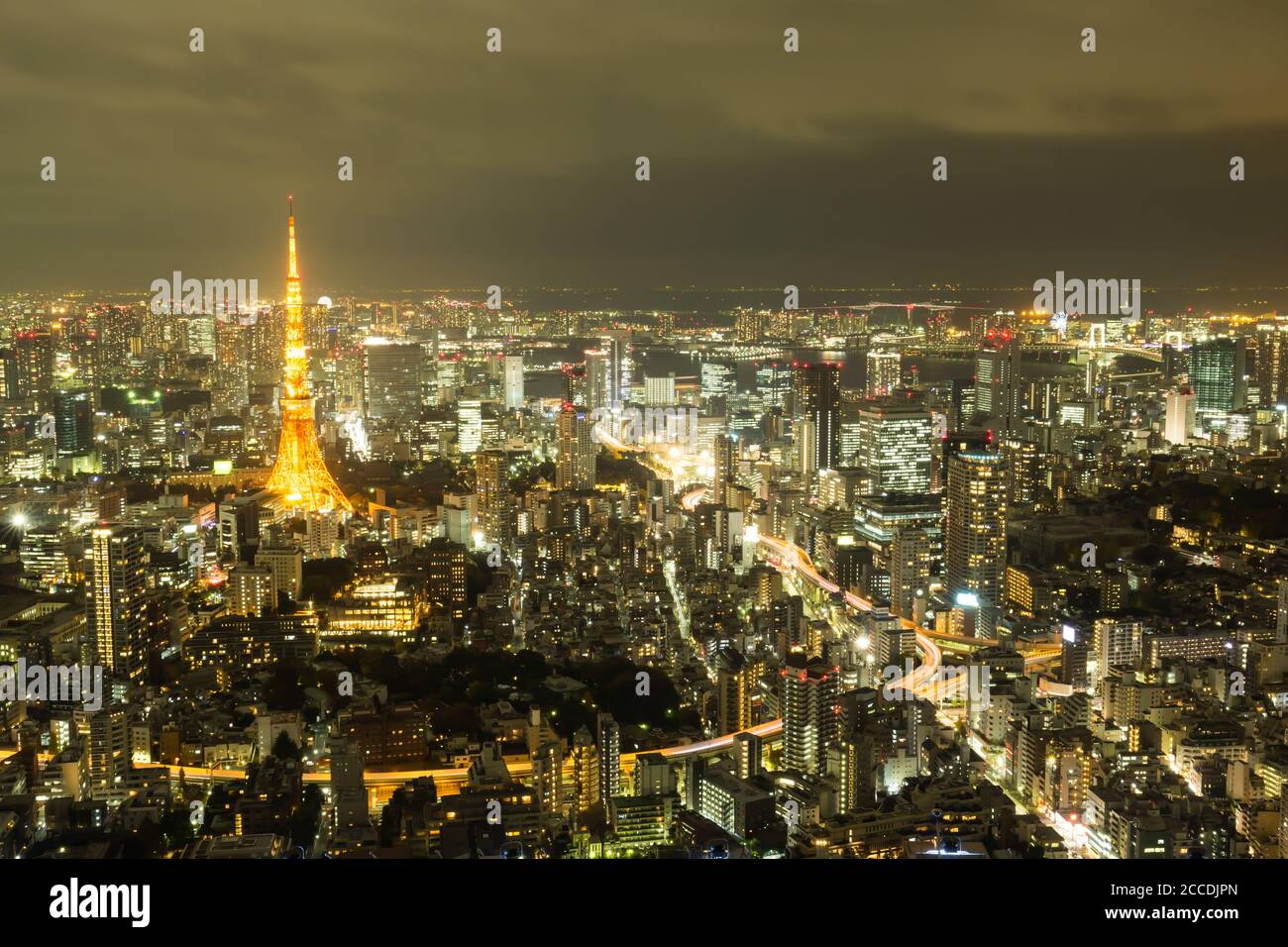 Vista notturna di Tokyo dalle colline di Roppongi Foto Stock