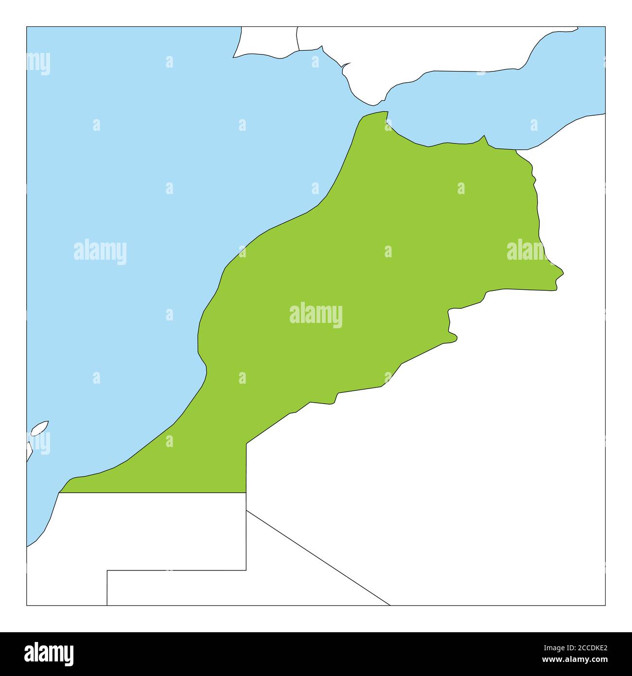 Mappa del Marocco verde evidenziata con i paesi vicini. Illustrazione Vettoriale