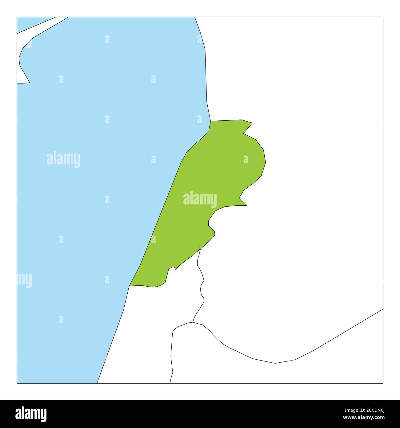 Mappa del Libano verde evidenziata con i paesi vicini. Illustrazione Vettoriale