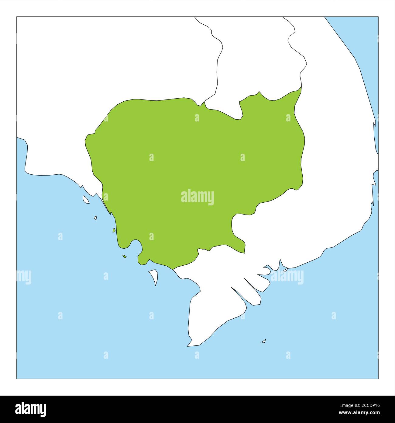 Mappa di Cambogia verde evidenziato con i paesi vicini. Illustrazione Vettoriale